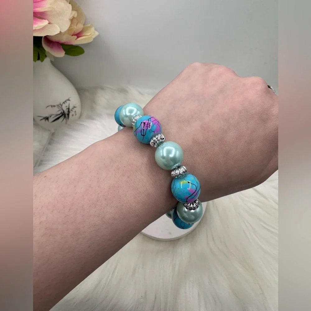 Ocean Breeze Splash Beaded Bracelet